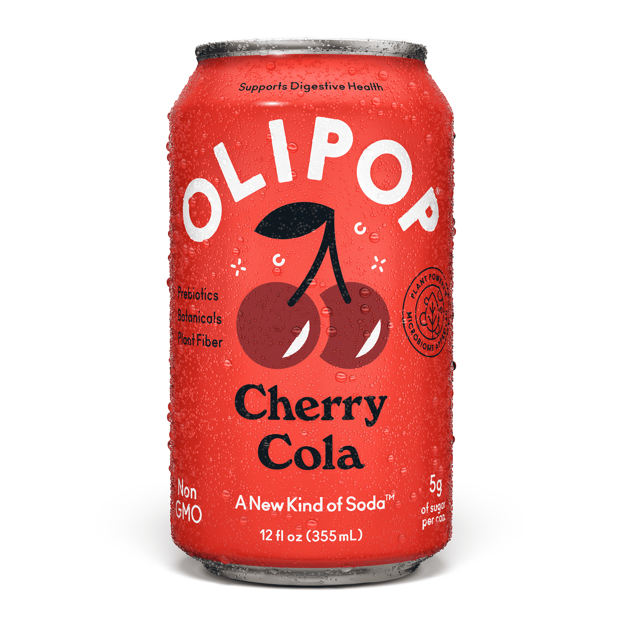 (6 pack) OLIPOP Prebiotic Soda, Cherry Cola, 12 fl oz, 24 Pack, Pantry Packs