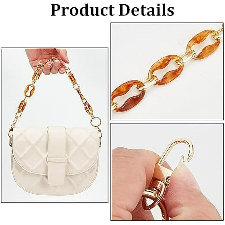 2 Colors Acrylic Chain Bag Handles 17 Inch Resin Bag Chain Strap Retro Purse Chain Handles Replacement Clutches Bag Chain Acrylic Handbag Decoration