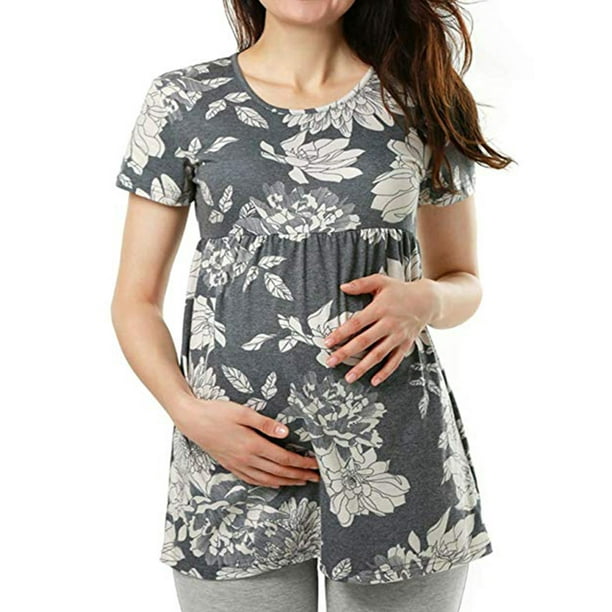 Qtymom Women's Pregnancy Clothes Short Sleeve Polka dots Maternity