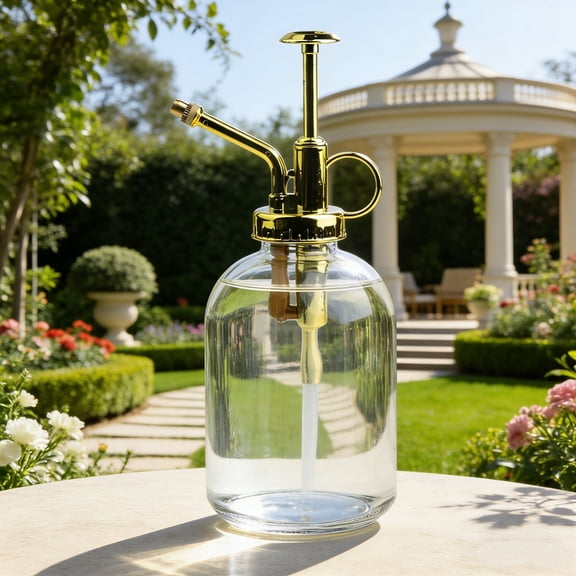 COM1950s Vintage Glass Plant Mister Spray Bottle, 12oz Clear Glass Watering Can with Pump, Multifunctional Sprayer for Indoor Plants, Flower Care, and Home Use