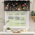 thumbnail image 2 of Farmhouse Floral Curtain Valances for Windows, Kitchen Valance Window Treatments Panel 2 Pack, Spring Flowers Black Rod Pocket Short Curtains for Bathroom Bedroom 42 x 18 Inch, 2 of 8