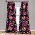 thumbnail image 4 of Ambesonne Floral Garden Curtains, Wild Peony Blossoms, Pair of 28"x84", Dark Magenta Green, 4 of 5