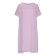 thumbnail image 6 of Ayolanni Dresses for Women 2025 Knee-Length Pink Cotton Linen Short Sleeve Solid Dresses Dresses for Girls M, 6 of 6