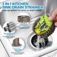 thumbnail image 2 of Upgraded 3in1 Kitchen Sink Drain Strainer & Sink Stopper, Stainless Steel Kitchen Drain Plug & Cover with Anti-Clogging Basket Strainer, Fit US Standard 3-1/2'' Sink Drain Hole, Brown, 2 of 7