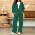 thumbnail image 2 of Szluipve 2 Piece Sets for Women Full Zip‑Up Hoodie 2 Piece Tracksuit Set Drawstring Zip Hooded Jacket & Elastic Waist Wide Leg Pants Casual Loungewear Outfit with Side Pockets Green S, 2 of 6