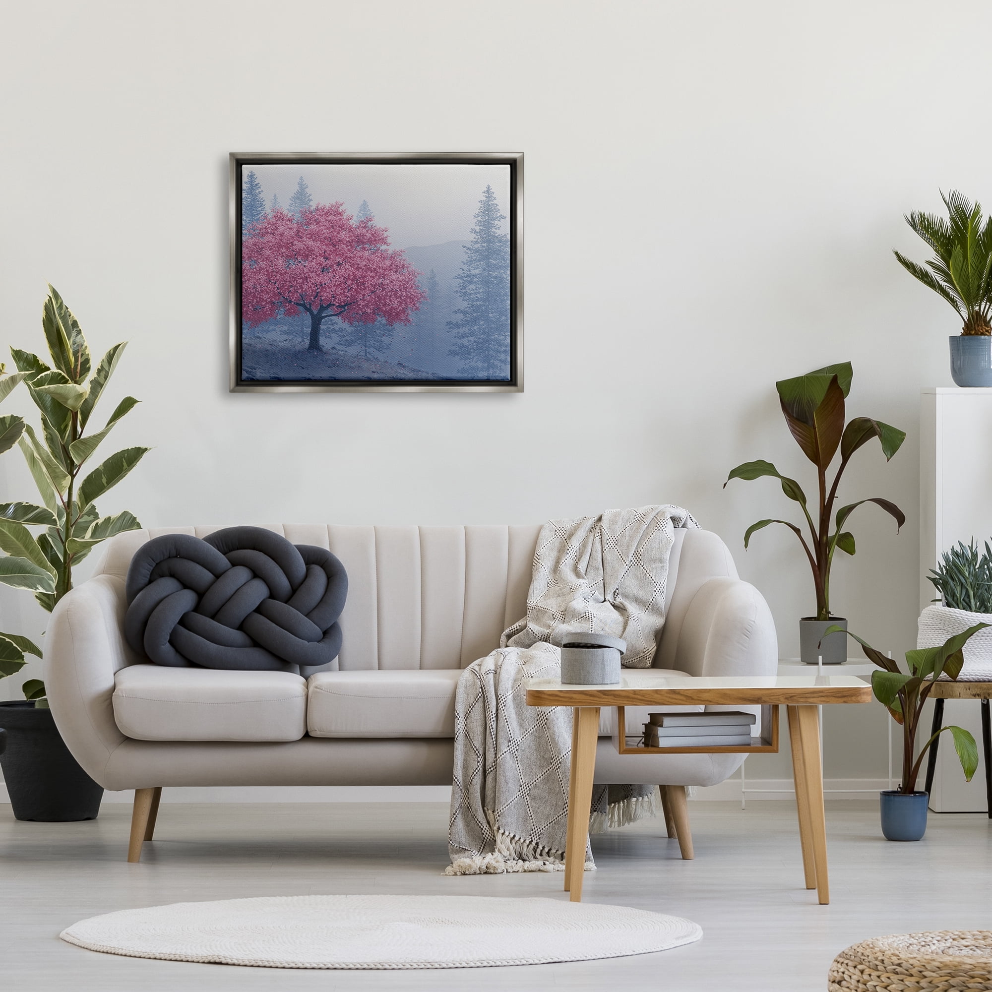 Stupell Pink Cherry Blossom Nature Landscape Landscape Photography Gray Floater Framed Art Print Wall Art