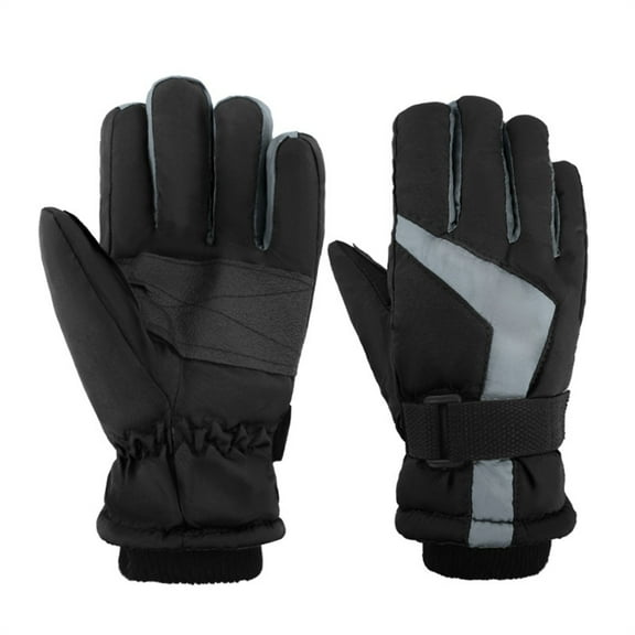 Kids Cold Weather Gloves Warm Lined Waterproof Outdoor Mitts With Anti Slip Accent Enhances Visibility Winter Sports