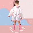 thumbnail image 6 of Hooded Transparent Raincoat Girl Boys Rain Coat Hooded Outdoors Clear Waterproof Kids Toddler Children's Rainwear Protective Covers,Pink,M, 6 of 9