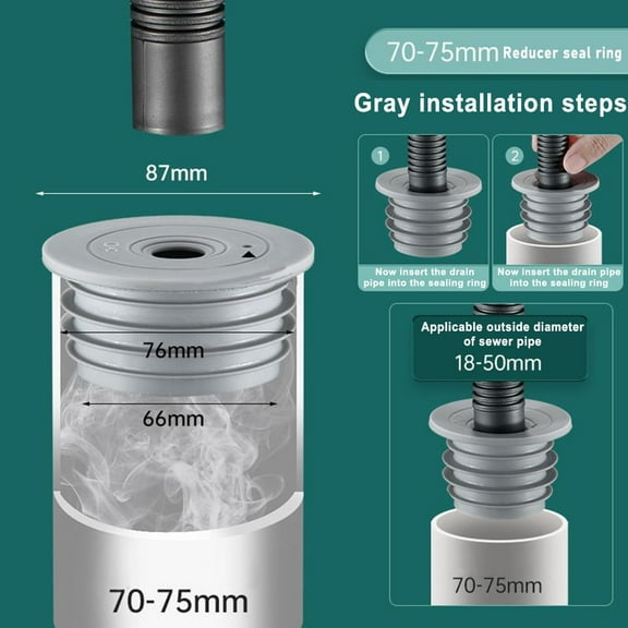 Pipe Seal Washing Machine Drain Pipe Seal Deodorant Seal Pipe Seal Gray