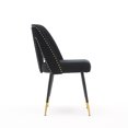 thumbnail image 5 of Dining Chairs Set of 2, Velvet Accent Chair, Modern Living Room Chair with Nail Heads and Gold Tipped Black Metal Legs, Upholstered Armless Side Chair for Dining Room Bedroom Kitchen, Black, 5 of 7