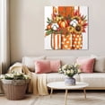 thumbnail image 5 of Burnt Orange Floral Wall Art Painting on Canvas, Rustic Pumpkin Sunflower Botanical Striped Canvas Art Home Prints Wall Art Framed Modern Artwork for Living Room Bedroom Wall Decor 12x12in, 5 of 9