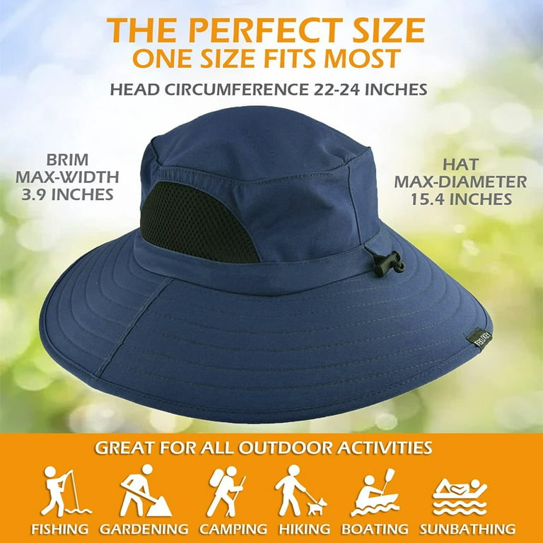 Mens Womens Wide Brim Hat Waterproof Wide Brim Sun Hat UV Protection Fishing /Hiking/Navy Blue 