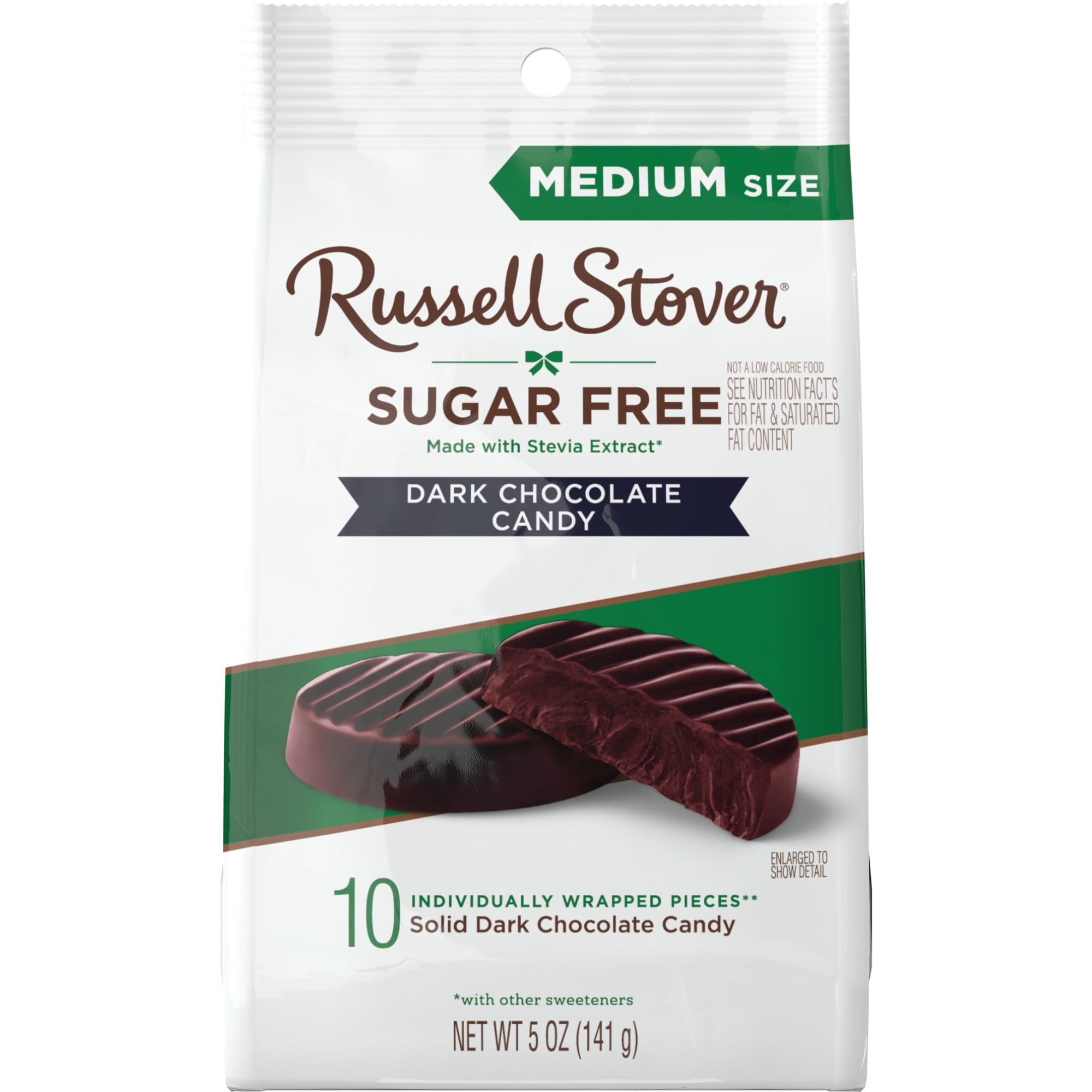 RUSSELL STOVER Sugar Free Dark Chocolate Medallions Candy, 5 oz. bag