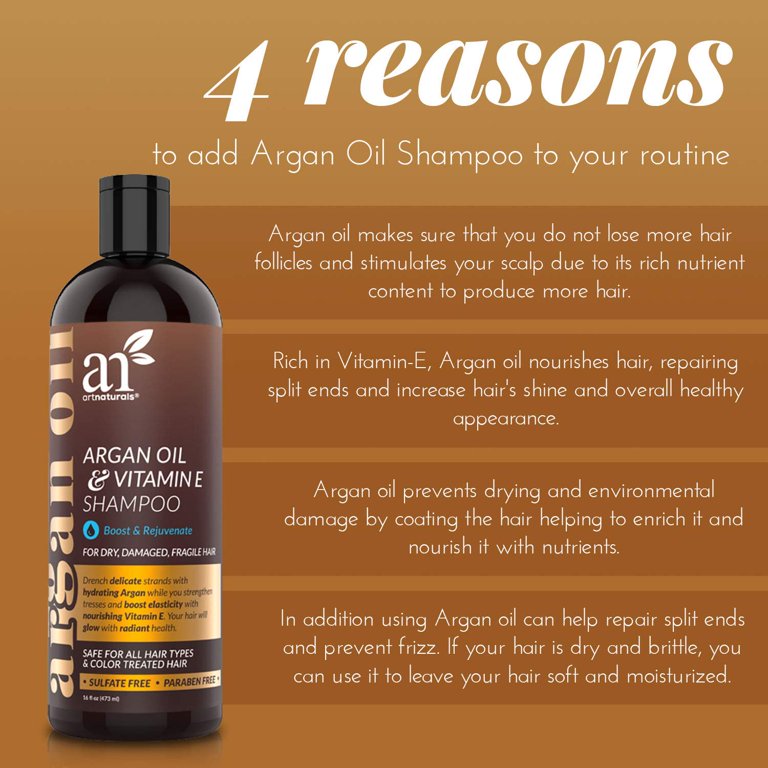  Artnaturals Moroccan Argan Oil Shampoo - (16 Fl Oz / 473ml) -  Moisturizing, Volumizing Sulfate Free Shampoo for Women, Men and Teens -  Used for Colored and All Hair Types