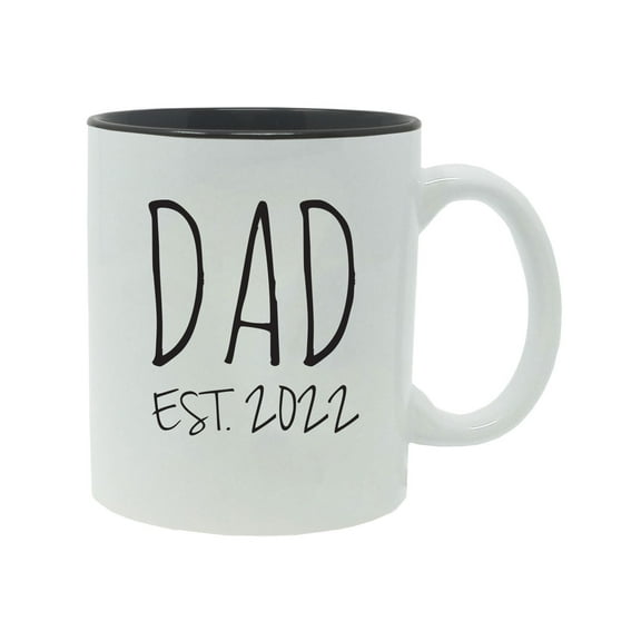 Dad Established Est. 2022 11-Ounce Ceramic Sublimation Coffee Mug with Gift Box, Black