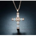 thumbnail image 4 of Rose Gold & White Gold Plated Created Opal Cross Chain With Pendant, 4 of 6