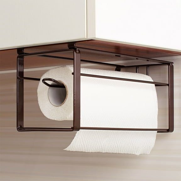 1 pc Paper Towel Holder, Under Cabinet Paper Roll Holders NO-Drilling  Steel Roll Paper Rack Hanger Storage Organizer