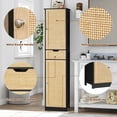 thumbnail image 3 of FANGSUM Tall Rattan Bathroom Cabinet with Doors and Adjustable Shelves, Freestanding Narrow Linen Cabinet for Living Room, 3 of 7