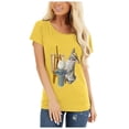 thumbnail image 2 of Hauts d'Été Grande Taille pour Femmes Manches Courtes Col Rond Imprimé Lapin T-shirt de Pâques Manches Courtes Blouse Décontractée Ample Col en V T-shirt Femmes en Solde, 2 of 8