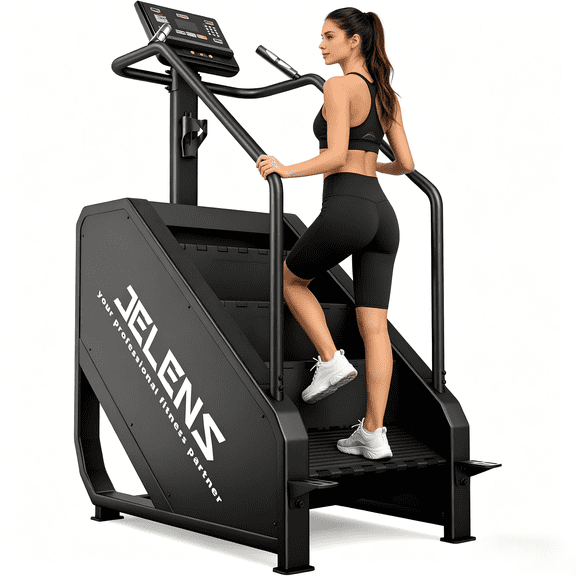 Stair Master with LED Screen, Commercial Grade Stair Stepper Machine with 15 Resistance Levels,550LBS Capacity Stair Climber with 24-164 Steps/Minute for Cardio and Lower Body Workouts,Black