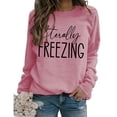 thumbnail image 1 of Jersey de manga larga con cuello redondo, sudadera holgada informal de fibra de poliéster de color sólido para mujer, oro rosa XL, 1 of 5