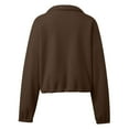 thumbnail image 6 of Bibifish Womens Jackets Stand Collar Drawstring Waist Fuzzy Full Zip Up Jackets Rib Cropped Fit Warm Soft Casual Streetwear Daily Wear Trendy Jackets, 6 of 6