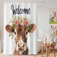 thumbnail image 6 of Shower Curtain Cute Bull Shower Curtains for Bathroom Decor, Waterproof Polyester Shower Curtain Set with Hooks, Extra Long 72" x 84" Flowers Wreath, 6 of 9