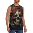 thumbnail image 2 of Balery Classical Rose Crown Skull Camisetas sin mangas para hombre, absorbe la humedad y protege contra el mal olor.-X-Large, 2 of 7