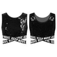 thumbnail image 5 of dPois Kids Girls Sparkle Sequin Hip Hop Dance Top Vest Crisscross Back Sleeveless Metallic Jazz Tank Black 14, 5 of 6