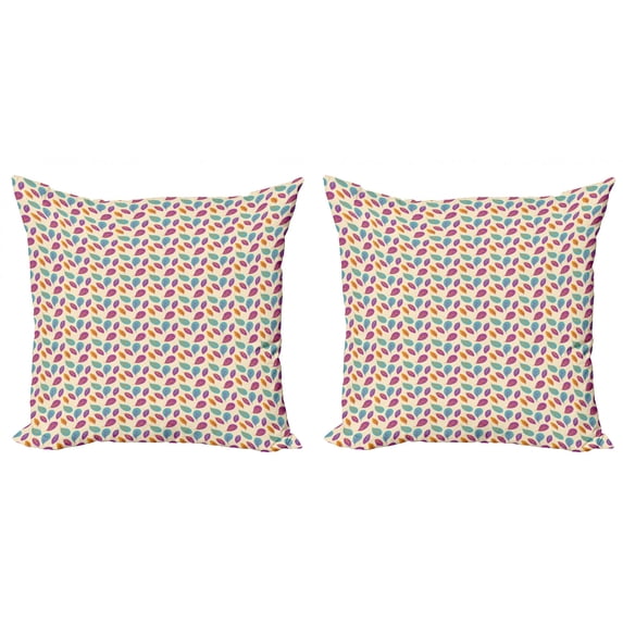 Ambesonne Autumn Throw Pillow Cover 2 Pack, Colorful Warm Tones Rounds, 20", Fuchsia and Pale Teal