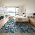 thumbnail image 3 of ODIKA 9'x12' Blue Beige Geometric Abstract Washable Area Rug Dynamic Mosaic Inspired by Modern Art for Great Room, Indoor Concept, Large Living Low Pile, Flatwoven, 3 of 7