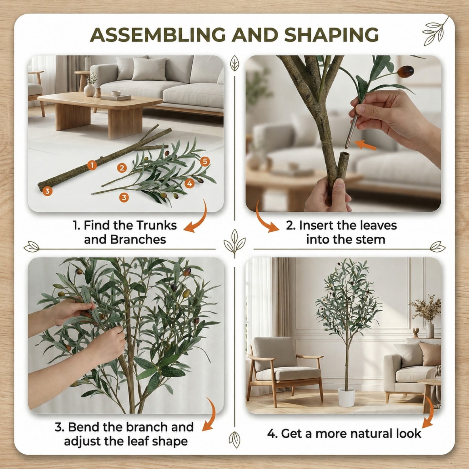 BEAUTYPEAK 5.3FT Artificial Plant Fake Indoor Olive Tree Decorative Outdoor Greenery in White Pot