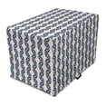 thumbnail image 1 of Abstract Dog Crate Cover, Geometric Motifs Vertical Wavy Stripes from Triangles in Zigzag Design, Easy to Use Pet Kennel Cover for Dogs, 35" x 23" x 27", Indigo and Champagne, by Ambesonne, 1 of 6