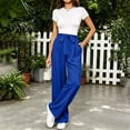 thumbnail image 2 of Womens Wide Leg Pants BWASD Casual Adjustable Tie Knot High WaistPalazzo with Pockets Loose Linen Pants Women Elegant Business Work Dress Trousers (Blue M), 2 of 9