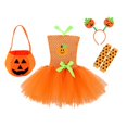 thumbnail image 3 of Otqutp 4 Piece Girls Pumpkin Set Suspender Tulle Dress with Headband Striped Socks Candy Bag Toddler Cute Halloween Clothes, 3 of 7