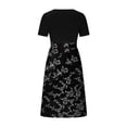 thumbnail image 3 of QIPOPIQ Robes Midi pour Femmes à Étages à Manches Courtes Imprimé Tendance Décontracté Robe d'Été à Col Rond Robe Patchwork Offres 2023, 3 of 4
