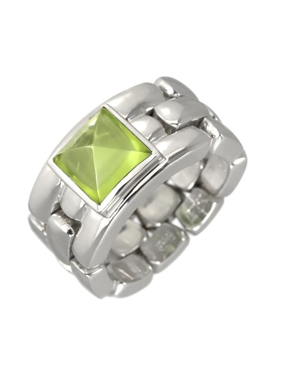 Pre-Owned Chaumet Kesis Pyramid 1 Ring with Peridot, 18K White Gold (750)