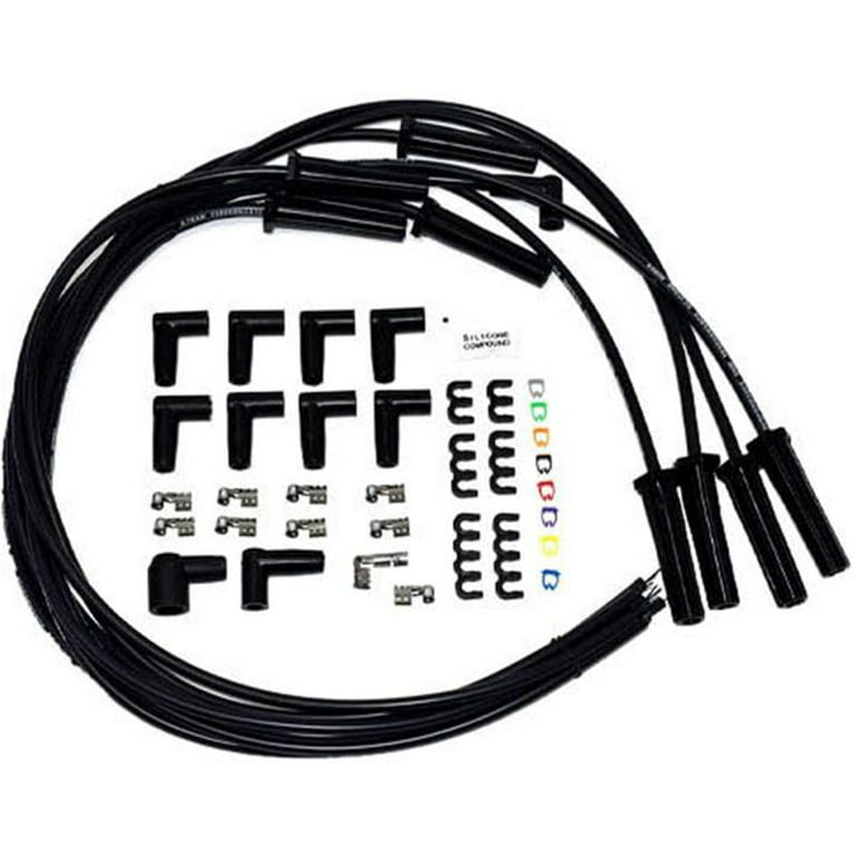 A-Team Performance HEI Distributor, 8.0mm Spark Plug Wires, and  Battery-Pigtail Harness Kit For Cadillac 368 425 472 500 V8 Black Cap