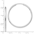 thumbnail image 2 of 14k White Gold Hollow tube 2mm Polished Endless Hoop Earrings 38x38mm Wide 2mm Thick Hoop Earring for Women, 2 of 2