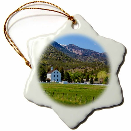 Chapel Ornament - 3dRose A Sunday in Pine Valley at the Old Historical LDS Chapel for all - Snowflake Ornament, 3-inch