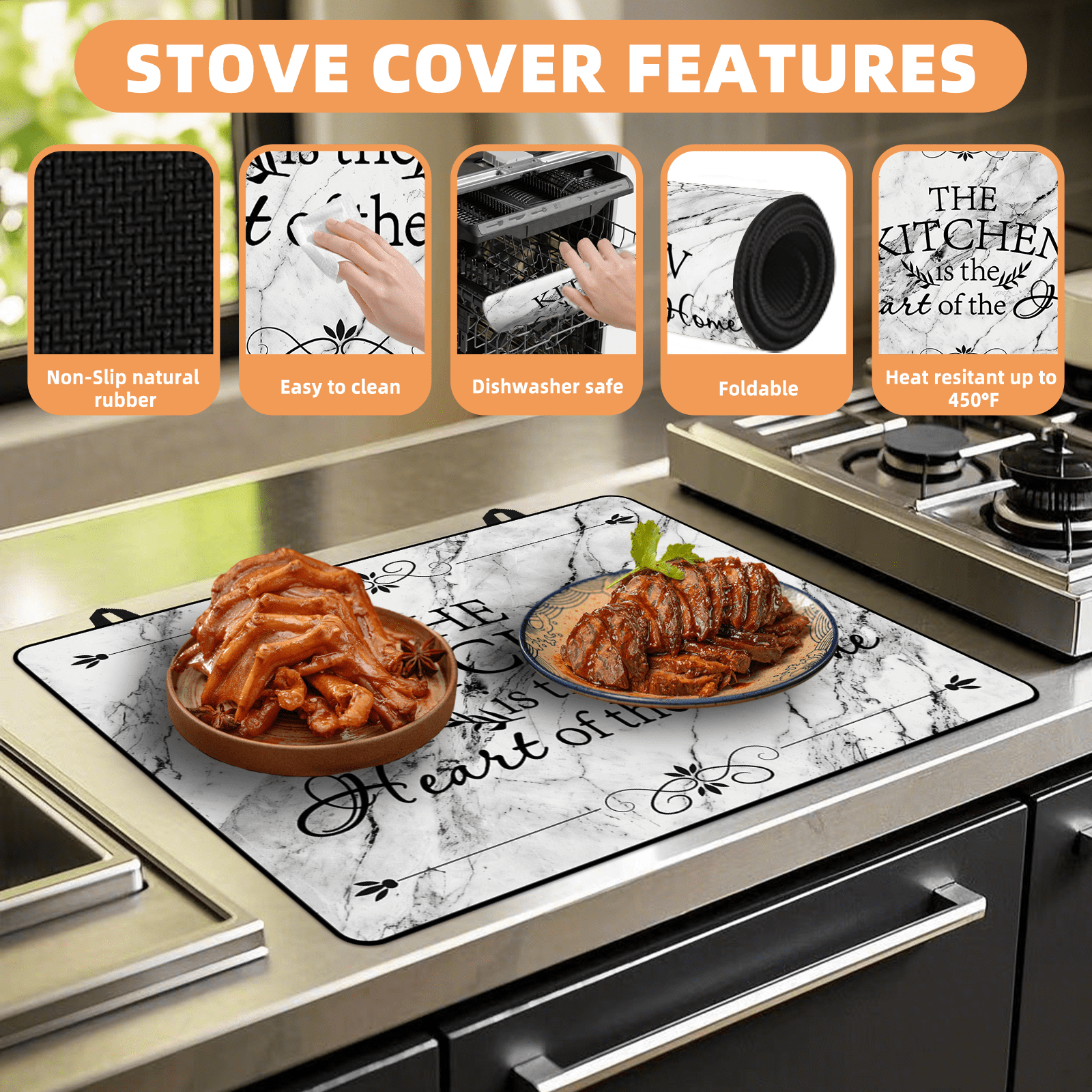 28.5x20.5"/72.5x52cm Rubber Stove Top Cover for Electric Stove, Range, Induction Cooker Glass Ceramic Cooktop Protector, Heat Resistant Anti-scratch Non-slip Stovetop Cover Protective Pad