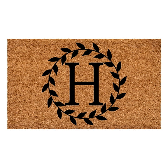 Laurel Wreath Doormat, 24" x 36" (Letter H)