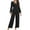 Black 100, variant on Henpk Jumpsuits For Women Dressy Plus Size Clearance Summer Womens Jumpsuits And Rompers Women'S Solid Color Casual Fashion V-Neck Long Sleeved Waist Belt Jumpsuit Black L