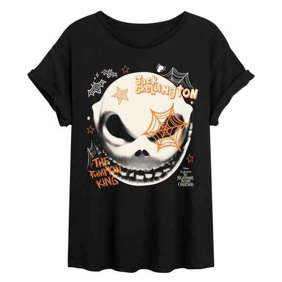 The Nightmare Before Christmas - Jack Face - Juniors Oversized Graphic T-Shirt