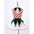 thumbnail image 5 of TSSOE Kids Girls Elf Stripes Christmas Dance Dress Ballet Dance Tutu Dress Pom Pom Holiday Party Outfits Red 16, 5 of 7