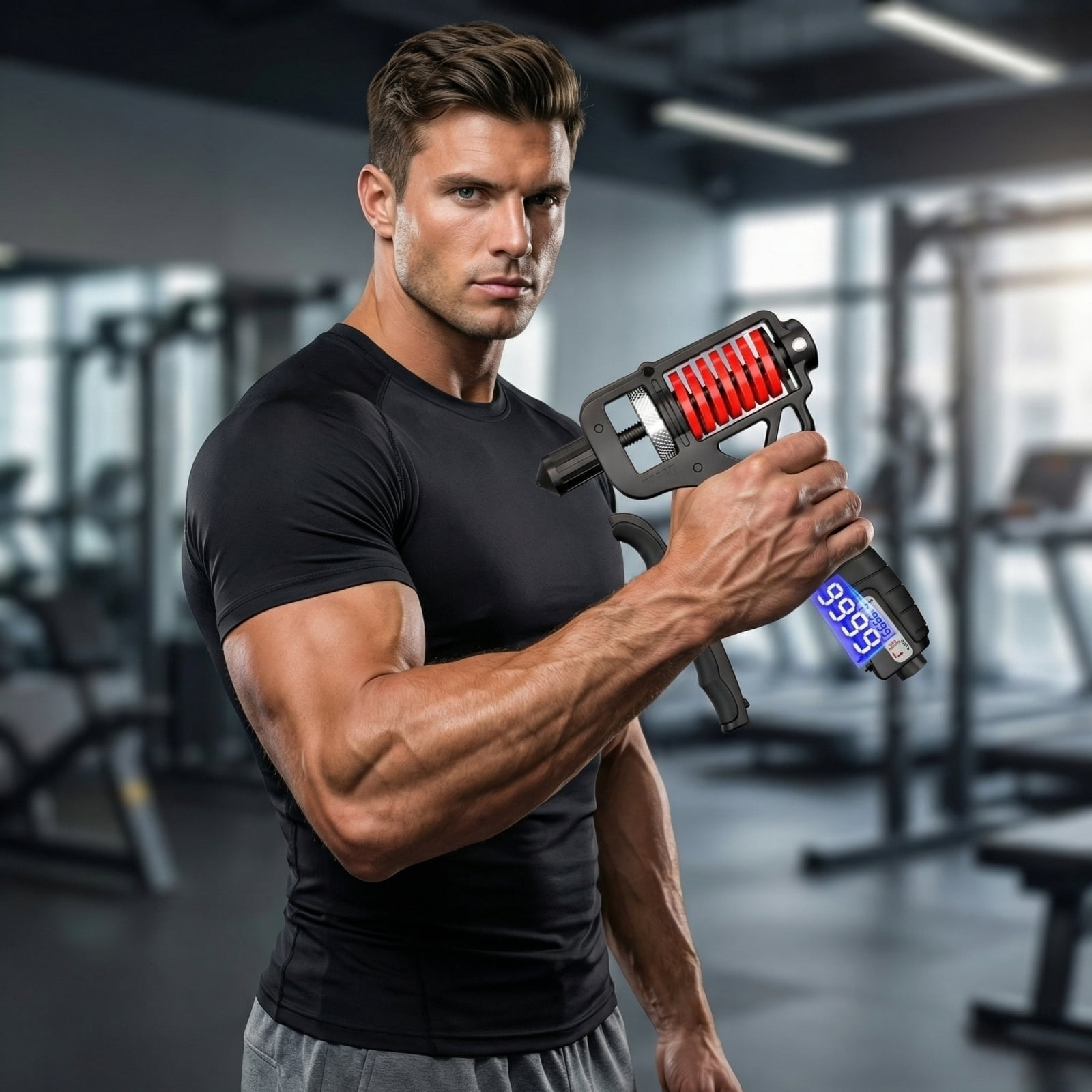 Electronic Counting Hand Grip Strengthener – 11-364lb Wide Resistance Range, Ergonomic Non-Slip Gripper for Forearm, Wrist & Finger Training, Perfect for Home & Office Workout Black+Red