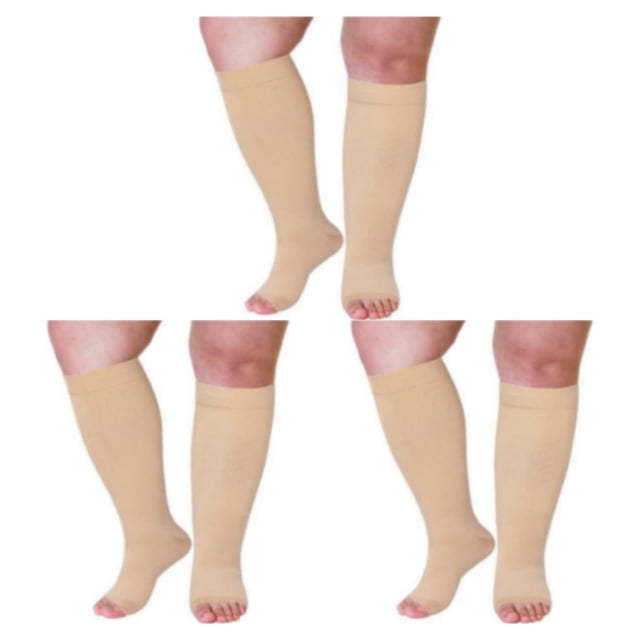 Calcetines de compresión Sonducket pantorrilla ancha cuidado de la salud Color de piel negra multicolor hasta la rodilla