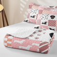 thumbnail image 4 of Manfei Cute Dachshund Dog Twin Quilt Set, Buffalo Plaid Twin Coverlet Set, Pink White, 2 Pieces, 1 Bedspread and 1 Pillowcase, 4 of 7