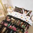 thumbnail image 2 of Homewish Pink Rose Wizard Shelf Duvet Cover Queen for Kids, Vintage Skull Halloween Queen Bedding, Halloween Reversible, 3-Piece, 1 Duvet Cover and 2 Pillowcases, 2 of 6