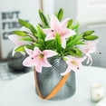 thumbnail image 5 of 16 piezas de lirios artificiales de tacto real, flores de primavera para Pascua, decoración de bodas, hogar, lirios tigres de plástico, flores artificiales de color rosa claro, 5 of 5